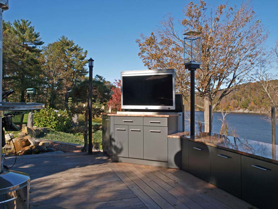 How about an outdoor media cabinet? Source: www.danver.com
