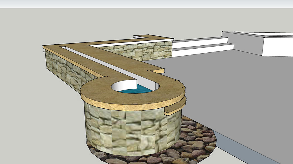 modern water feature drawing