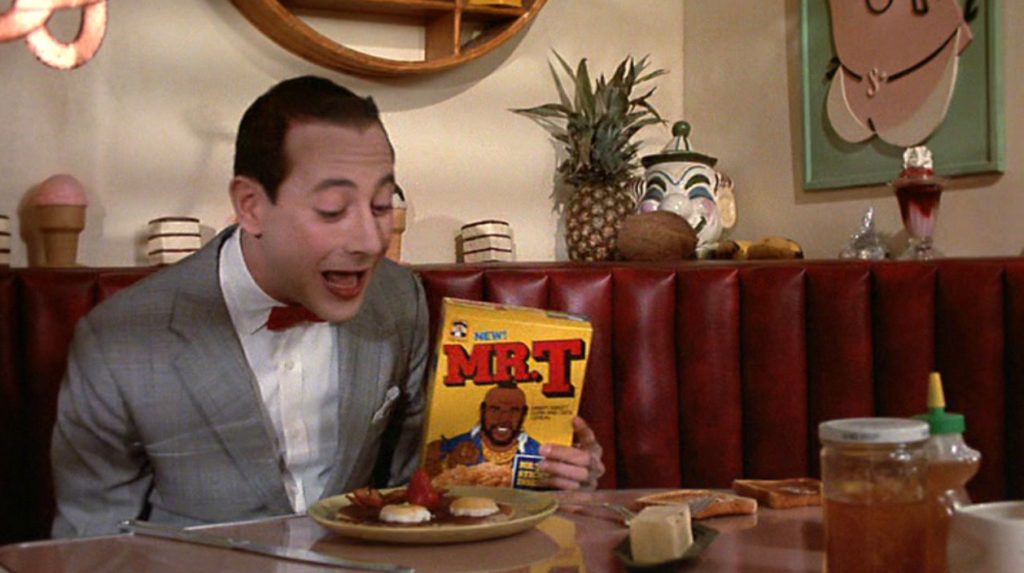 PeeWee Herman eating MR T cereal