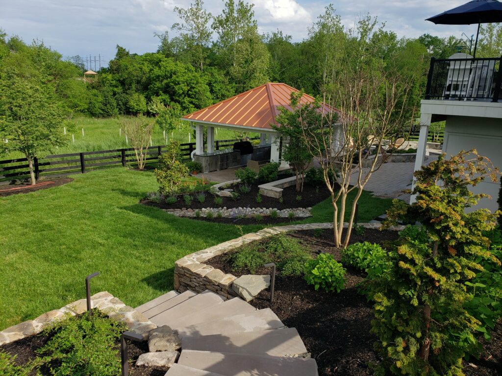 Wall, steps, and pavilion in Willowsford VA